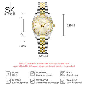 Jam Tangan Mewah Bermerek SK Trendy dengan Lapisan Emas PVD/Warna Rose, Tali Baja Tahan Karat Solid, Kustomisasi Paduan untuk Wanita - Product Image 2