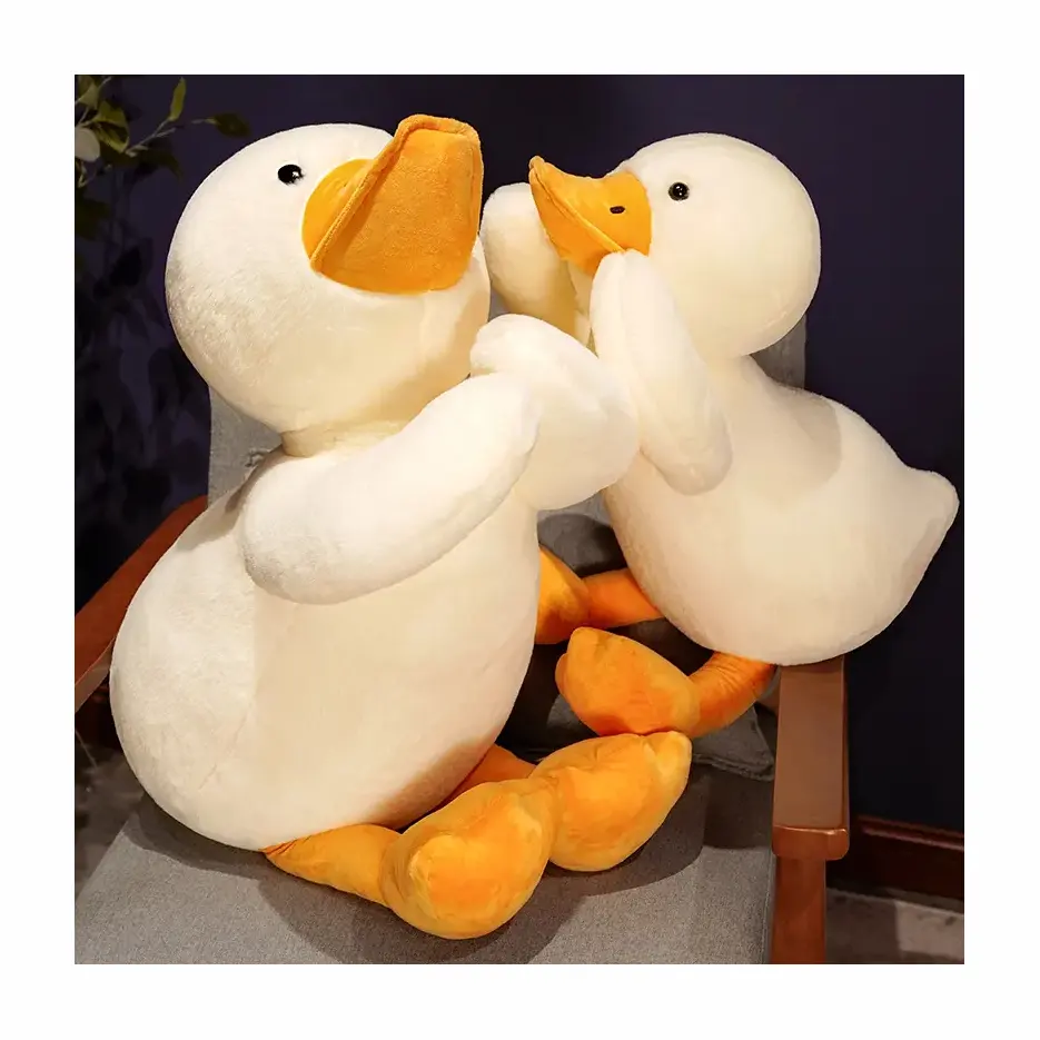 Atacado bonito super macio pelúcia travesseiro de pelúcia cama sono pato personalizado pato branco kawaii brinquedos de pelúcia para crianças bebês