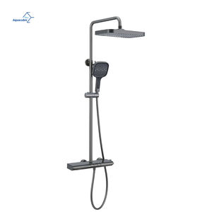Robinetterie de salle de bain intelligente en laiton, ensemble de douche piano numérique, robinet cascade eau chaude et froide, système de douche pluie gris pour hôtels - Product Image 1