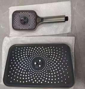 ABSスクエアハンドシャワーヘッドセットワンタッチウォーターストップボタン3つのウォーターアウトレット方法で水を節約 - Product Image 5