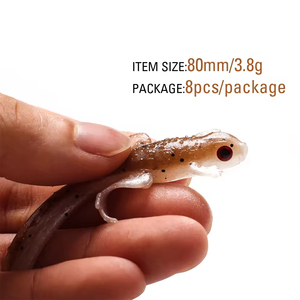 8 pièces/sac, leurres souples artificiels en PVC de 80 mm, 3,8 g, en forme de lézard, pour la pêche en rivière, lac ou ruisseau, sans hameçons - Product Image 4
