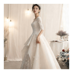 French Style Wedding Dress V Neck A Line Milky Color Simple Elegant Bridal Gown For Petite Women - Product Image 4