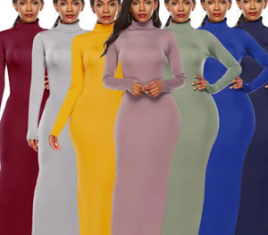 Abito Aderente da Donna con Collo Halter e Maniche Lunghe, Personalizzabile con Logo, Vendita all'Ingrosso, Eco-Friendly, Naturale - Product Image 2