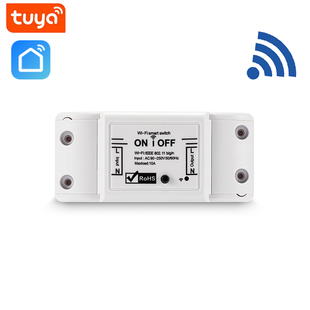 Tuya Smart Home Tuya IOT Smart WiFi Switch 10A AC 90-250V White SCW NF101 Alexa Google Home Voice Control Switch Breaker Switch