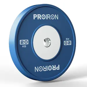PROIRON 20kg blue Weight Lifting cast iron Rubber Fitness Equipment Barbell Bar red Competition Bumper Plate