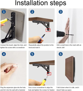 <span class=keywords><strong>Support</strong></span> d'angle mural à 90 degrés en acier inoxydable pour <span class=keywords><strong>table</strong></span> pliante en bois, supports d'étagère auto-connecteurs - Product Image 3