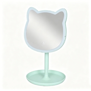 Miroir de Maquillage LED Kawaii à Oreilles de <span class=keywords><strong>Chat</strong></span>, Capteur Tactile, Luminosité Réglable, Base de Rangement, Grossissement 1x, Verre Plastique, Usage Quotidien - Product Image 6
