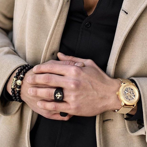 Atacado Personalizado Preto Aço Inoxidável Moda Anel Elegante Biker Finger Jóias para Homens Unisex para Partes de Noivado Cristão - Product Image 6