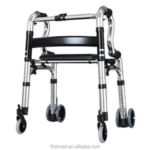 Andador con <span class=keywords><strong>Ruedas</strong></span> Plegable de Aluminio de 4 <span class=keywords><strong>Ruedas</strong></span>, Asiento con Altura Ajustable, Asiento Abatible, Frenos de <span class=keywords><strong>Mano</strong></span>, Certificado CE para Personas Mayores - Product Image 1