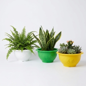Injection Molded PP <b>Plastic</b> Decorative Flower Pots Vibrant Colors Oriental Relief Design Planters Bulk Sales Large Size - Product Image 1