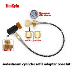 Adaptador de Recarga para Cilindro de CO2 SodaStream con Manómetro de Presión Radial/Axial de 250 Bares y Manguera de 50 cm - Product Image 2