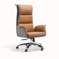 Chaise de bureau exécutive ergonomique en cuir PU bicolore de qualité supérieure, mousse haute densité, base électroplaquée, vente en gros