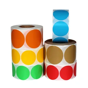 Custom Printing Round Direct Thermal Labels Color Coding Dot Stickers Colored Thermal Paper Sticker Roll