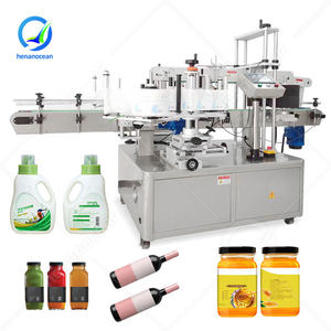 OCEAN Automatic Rectangle Round and Flat Food Cough Jar Flast Hexagonal Two Side Label Machine for Bottle - Product Image 1