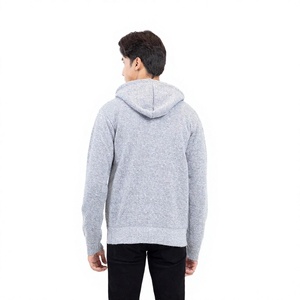 Sweat-shirt à capuche zippé gris pour homme, coupe classique, décontracté, pour l'automne, 100% coton, couleur unie, design respirant - Product Image 3