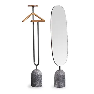 유럽 스타일 대리석 서 바닥 홈 장식 드레싱 거울 타원형 전신 피팅 거울