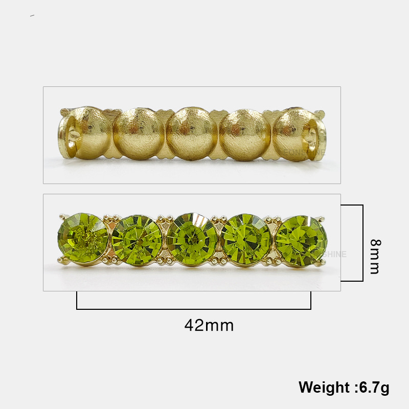 #03 verde claro cinco pedrería dorada