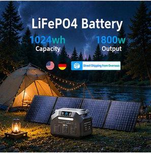 German Spot modern novel design lithium LiFePO4 battery <b>solar</b> portable emergency power station 1024wh 1800w usb with <b>solar</b> <b>panel</b> - Product Image 1