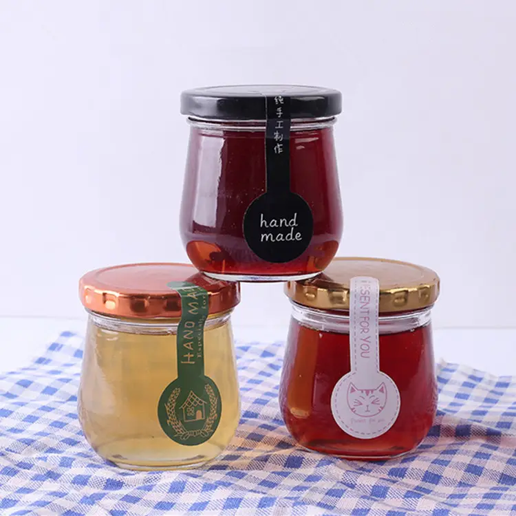 Glass Preserve Jars Jam Chutney Honey Jars Tartan Lid Hexagon Set Of 12 x 180ml