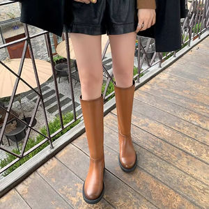 लक्जरी रेट्रो कोरियन शैली गोल पैर की अंगुली मध्य-बछड़े की महिला जूते और जूते - Product Image 3