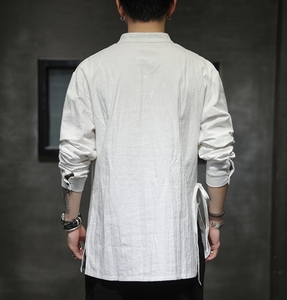 M-5XL Mens <strong>Chinese</strong> Style Hemp Shirt Cotton Linen Tang Suit Hanfu Retro Stand-Up Collar Zen <strong>Clothes</strong> Tops <strong>Clothes</strong> Clothing - Product Image 4