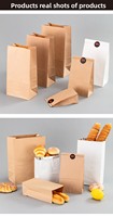 Sacs alimentaires en papier SOS résistants à la graisse, blancs, en kraft, à fond plat, pour boulangerie, poulet frit, vente en gros, OEM, en vrac