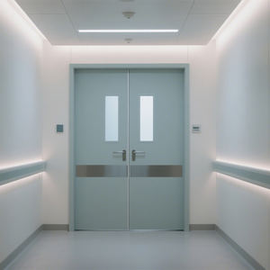 Porte médicale double en acier de qualité hospitalière, salle d'opération de laboratoire, finition intérieure moderne, imperméable, antibactérienne - Product Image 4