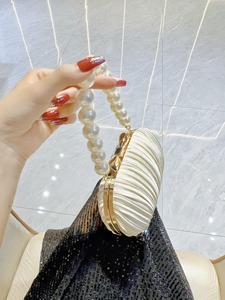 Fashionable PU Pleated Bucket Bag Diamond-studded Small Square Bag Chain Zipper Closure Women Fashion Handbag <b>Sweet</b> Lady Bag - Product Image 4