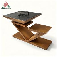 Table de barbecue en acier corten en forme de Z, table de grillade extérieure multi-niveaux pour jardin et terrasse, certifiée GPSR