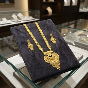Wholesale 14K 18K 24K Micron Gold Traditional Floral Design Jewelry Set Fashion Long Jewelry Set Micron Forming Long Necklaces - Product Image 4