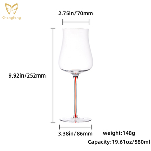 Copas <span class=keywords><strong>de</strong></span> Vino Elegantes <span class=keywords><strong>de</strong></span> Estilo Italiano, Hechas a Mano con Tallo <span class=keywords><strong>de</strong></span> Seda Roja, Cristal sin Plomo para Degustación <span class=keywords><strong>de</strong></span> Borgoña y Burdeos - Product Image 2