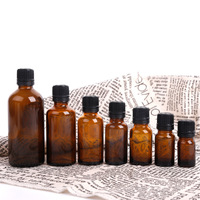 Botol Kosong Minyak Esensial Perawatan Kulit Kaca Amber 5ml 10ml 15ml 20ml 30ml 50ml 100ml dengan Tutup Plastik Anti Bongkar dan Pipet