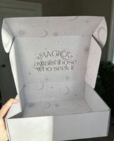 Boîtes d'expédition blanches enchantées - Design Ciel, Lune et Étoiles, Découverte Inoubliable, Idéales pour les Marques d'Artisanat Sorcier et de Soins Personnels