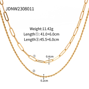 <span class=keywords><strong>J</strong></span> & <span class=keywords><strong>J</strong></span> <span class=keywords><strong>D</strong></span> 18K impermeable chapado en oro collar de declaración de acero inoxidable joyería de cadena de eslabones de moda para mujeres - Product Image 3
