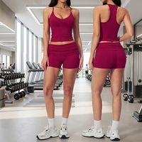 Combinaison de yoga personnalisée avec logo imprimé/uni, col en U, dos ajusté, extensible, taille haute, séchage rapide, durable, respirante, vêtements de fitness