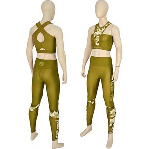 Ensemble de yoga deux pièces pour femmes, vêtements de sport de gym personnalisés, de haute qualité, écologiques, leggings de yoga extensibles dans quatre directions - Product Image 1