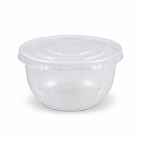 Bol jetable en plastique transparent 600 ml 115x68 mm avec couvercle, grand bol pour ramen, nouilles, ragoût, dîner, qualité alimentaire PP, restaurant