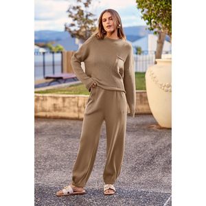 PrettYGARDEN 2025 Ensemble deux pièces pour femme Pull à col rond Pantalon de survêtement taille haute Automne Hiver pour tenue de détente - Product Image 3