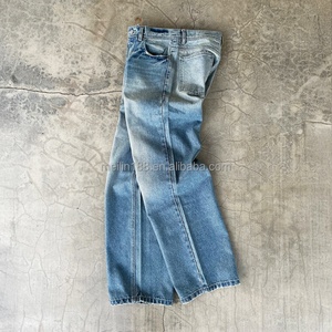 Jeans Manufacturer Custom Designer High Waist Blue <b>Denim</b> Vintage Sun Faded Men's <b>Denim</b> Pants Jeans Baggy - Product Image 3