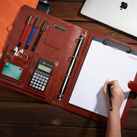 Porte-documents multifonction A4 personnalisé en cuir PU, classeur à feuilles mobiles, dossier de présentation translucide avec calculatrice, modèle TT888