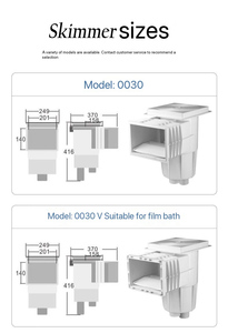 Ensemble de skimmers de <span class=keywords><strong>piscine</strong></span> en ABS résistant aux UV, à large ouverture, avec panier filtrant à aspiration de surface, compatible eau salée - Product Image 2
