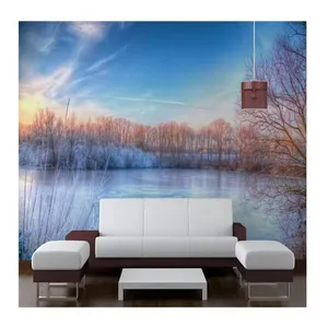 목가적 인 풍경 벽지 강의 아름다운 전망 3D 벽 벽화 거실 침실 벽 장식 프레스코