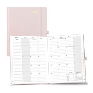 A5 <b>Pink</b> Cover Hardcover Custom Year Calendar Planner Daily Schedule <b>Notebook</b> 100 Sheets - Product Image 1