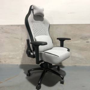 Chaise d'ordinateur moderne ergonomique pivotante à 360 degrés pour PC Chaise de jeu en tissu gris de style course - Product Image 3