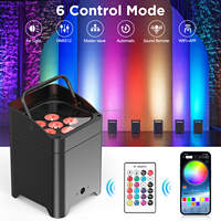Lámpara de Escenario Inalámbrica 6 en 1 RGBWA UV con Batería para DJ, Bar, Fiesta, Discoteca, Carga por Wifi, Control Remoto, Iluminación Decorativa para el Hogar