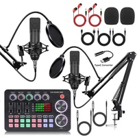 Microphone de studio à condensateur double 87, sans fil, portable, avec carte son M1, réduction du bruit, pour enregistrement vidéo