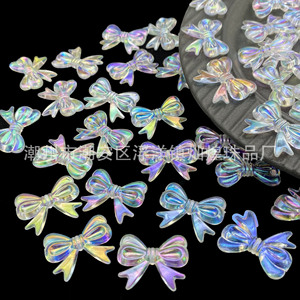 Iridescent Acrylic Bowknot <b>Beads</b> 23x30mm For Hair Clips DIY Accessories Scattered <b>Beads</b> <b>Plastic</b> Resin Craft Jewelry Making - Product Image 1