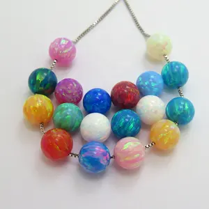 Multicolor synthetic opal round beads white blue fire opal beads loose gemstones full half hole beads opal