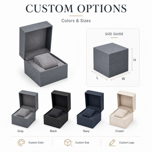 Boîte de rangement pour montres de luxe avec logo personnalisé, emballage en carton rigide écologique carré avec coussin en velours - Product Image 2
