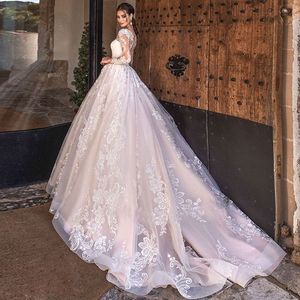 Wedding Dress Ball Gown Ivory <b>White</b> Sweetheart Neckline Long Sleeve Embroidered <b>Lace</b> Train Vintage Style - Product Image 2